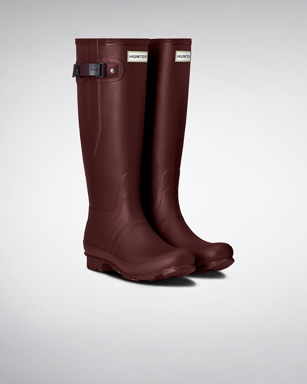 Galochas Altas Hunter Feminina Roxo Vermelhas - Norris Field Side Adjustable - 54GNZEJBO